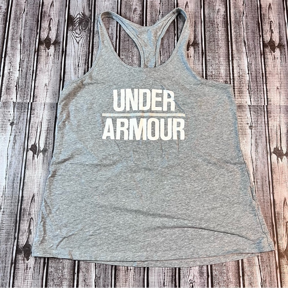 Under Armour Grey Racerback Tank Top size Small *
